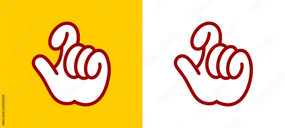 Fototapeta premium Pointing up hand gesture doodle icon displaying human index finger direction symbol with yellow background for alternative youth culture streetwear clothing brand apparel merchandise clip art.