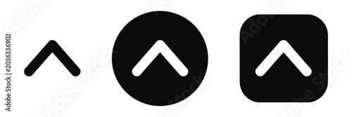фотографія Chevron Up icon set, button style upward arrow symbols for expand, scroll to top, dropdown navigation, app and web interface menu controls vector design