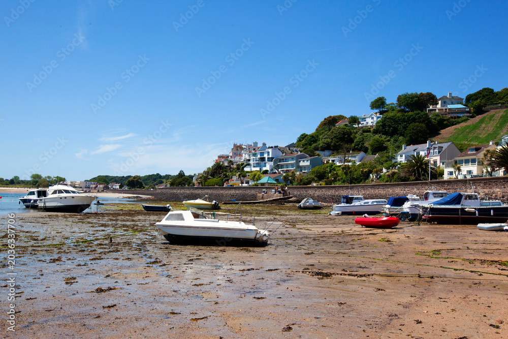 Fototapeta premium low water time by Gorey Harbour, Jersey Island, UK