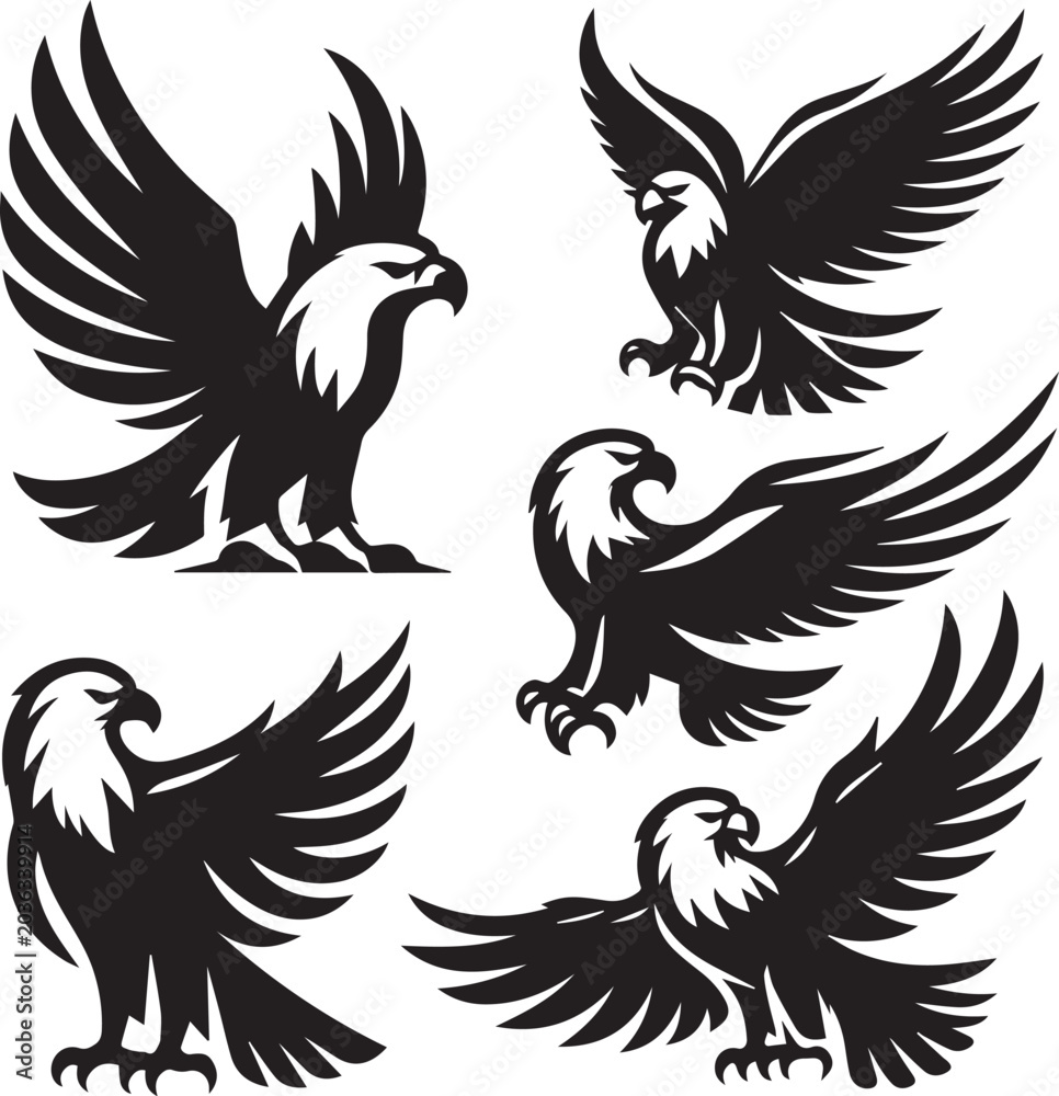 Fototapeta premium Majestic Eagle Flying Silhouette Symbolizing Freedom, Success, Strength, and Vision