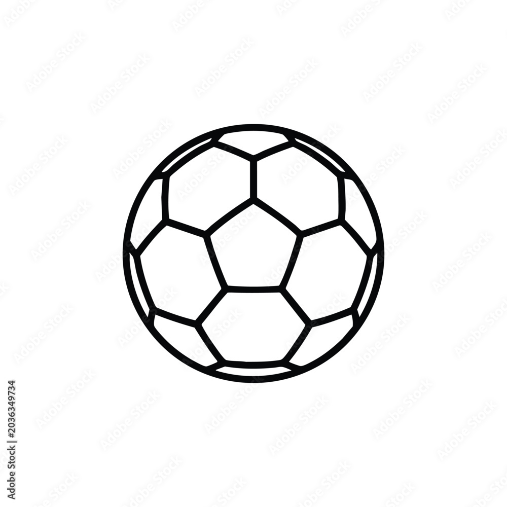Naklejka premium Black and white football ball icon simple soccer ball outline vector illustration for sport design and logo