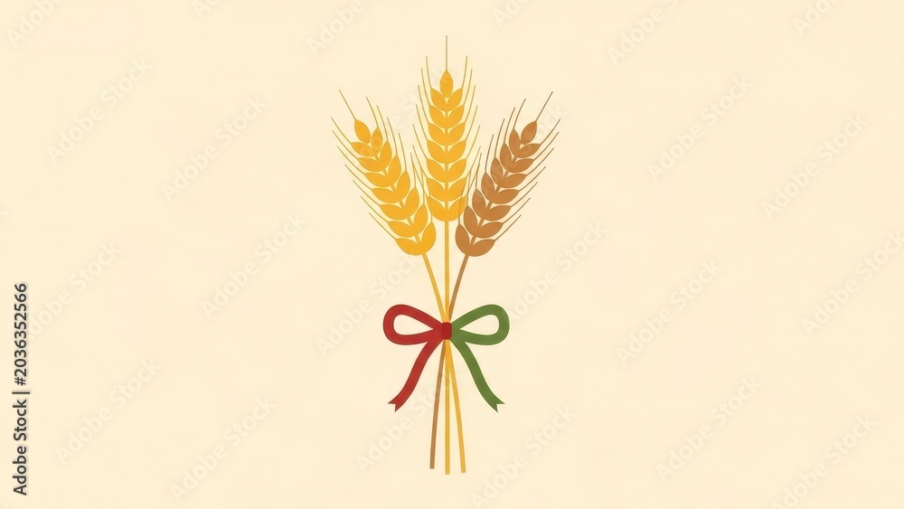 Fototapeta premium Bunch of Wheat Stalks Tied with a Ribbon.