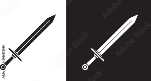 Canvastavla Long sword or claymore blade flat icon for games and websites, vector