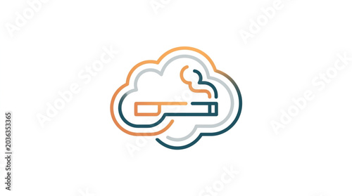 Quadro su tela Abstract cloud shape with cigarette and smoke icon.