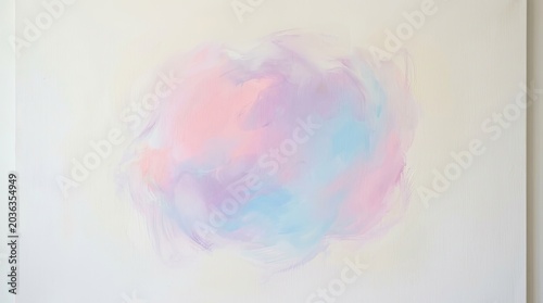 Artistic oil painting of central cloud shape with expressive brushstrokes on white canvas.