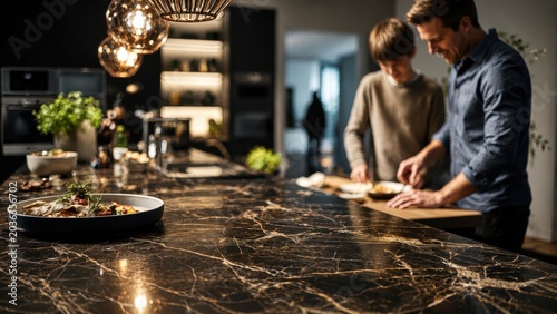 Father and Son Cooking Together at Hom