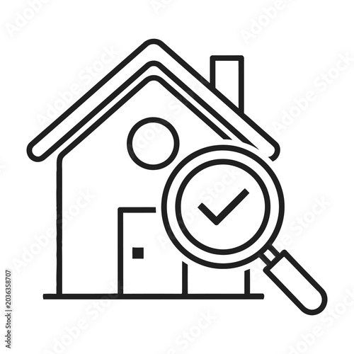 Obraz na plátně House with magnifying glass and checkmark