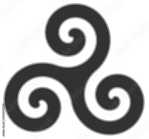 Tableau sur toile A triskelion, or triskeles, is an ancient motif consisting of a triple spiral exhibiting rotational symmetry