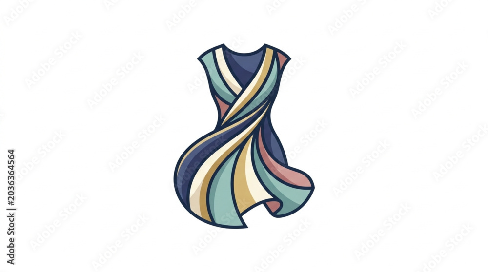 Εκτύπωση καμβά Abstract Colorful Fabric Swirls Forming a Dress Shape.