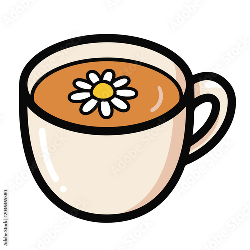 Chamomile tea cup vector illustration