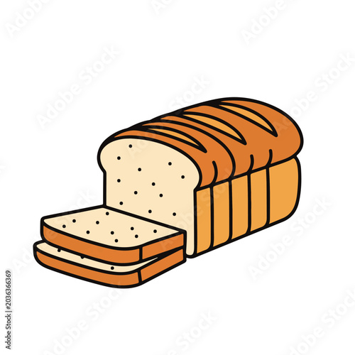 Sliced white bread loaf vector