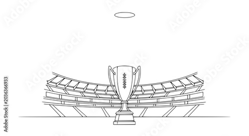 Trophy and stadium outline - minimal sports victory concept