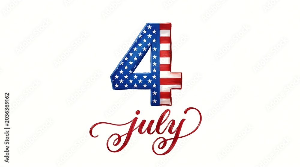 Obraz premium Split design number four with stars and stripes for july