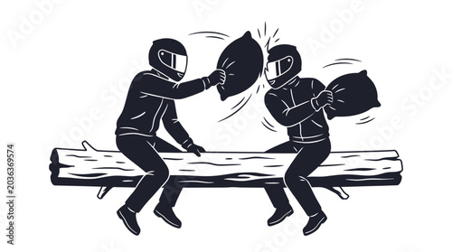 Quadro su tela Two people fighting with shields.