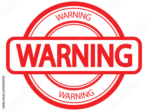Red warning sign stamp isolated on white background