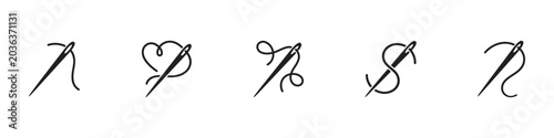 Obraz na płótnie Sewing needle and thread icon set