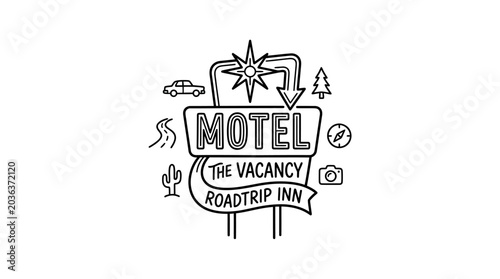 Vintage motel road sign illustration.