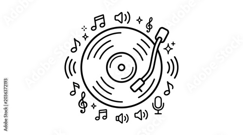 Vinyl Record Player Music Symbol Icon.