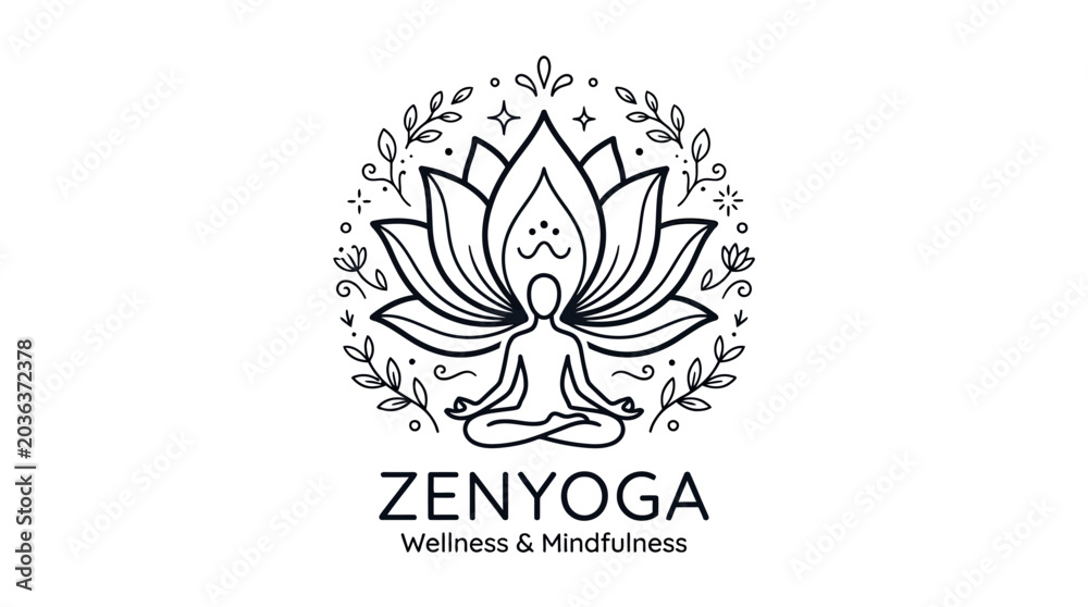 Fototapeta premium Black Lotus Yoga Meditation Logo Design.