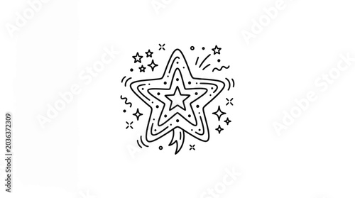 Black star symbol with sparkles.