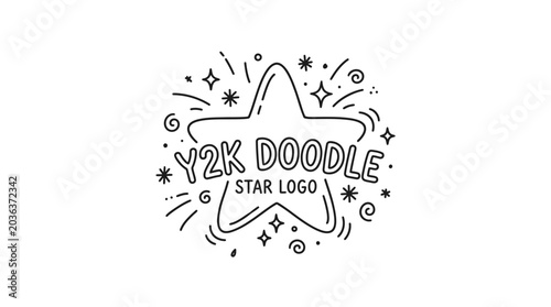 Y2K Doodle Star Logo Design.