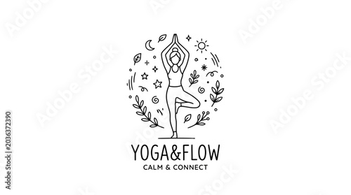 Yoga Flow Calm Connect Logo Design.