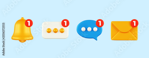 фотографія 3D Message notification icon set
