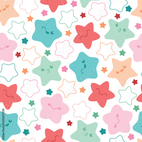 Colorful Pastel Star Seamless Pattern