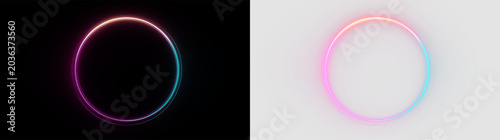 Colorful light ring isolated on transparent and black background, with smooth edges that can be used for various design projects and digital applications, light overlay, PNG