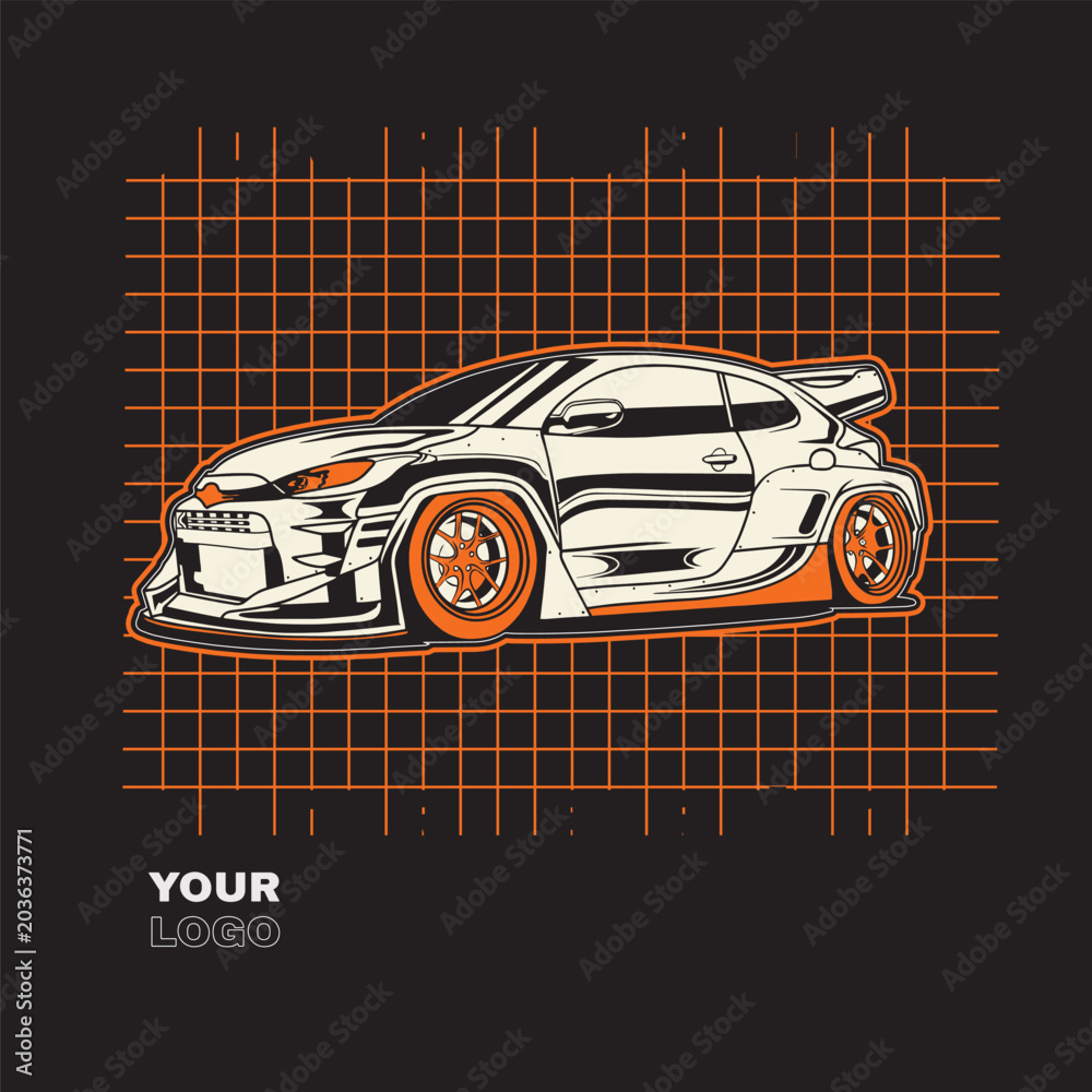 Fototapeta premium Car Vector Illustration For Conceptual Design. Suitable for posters, stickers, t-shirt prints, and banners.