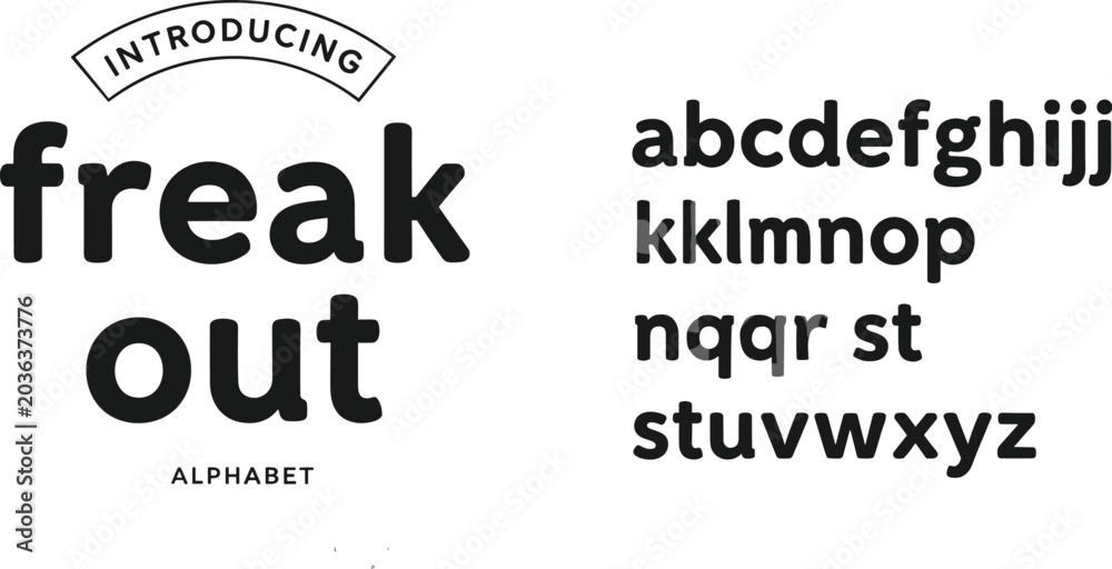 Obraz premium Freak Out Alphabet font collection with playful rounded typeface quirky lowercase letter vector design