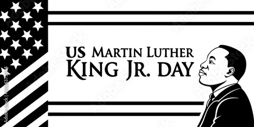 USA, US, U.S - Us martin luther king jr day illustration with silhouette and patriotic elements illustration silhouette american celebration national equality activist historical