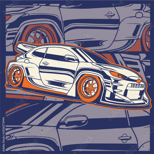 Car Vector Illustration For Conceptual Design. Suitable for posters, stickers, t-shirt prints, and banners.