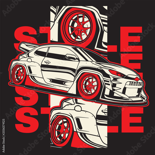 Car Vector Illustration For Conceptual Design. Suitable for posters, stickers, t-shirt prints, and banners.