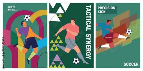 Modern Abstract Soccer Poster Collection Featuring Dynamic Football Players for World Championship 2026 Vector Design
