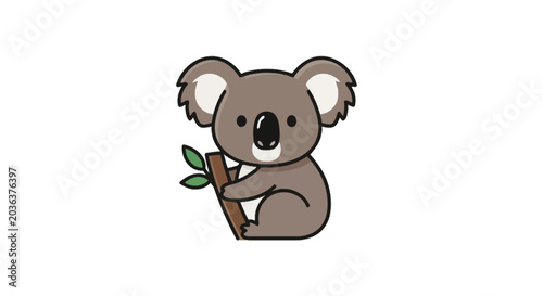 Photography Minimalist koala peeking from corners in halftone style