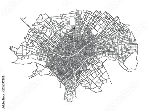 Shanghai China Street Map City Plan Vector Streets Metropolitan Cartography Black White Linework Navigation Detailed Urban Road Network Geography Blueprint
