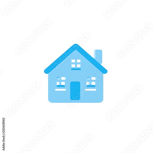 Simple blue house icon, minimalist design