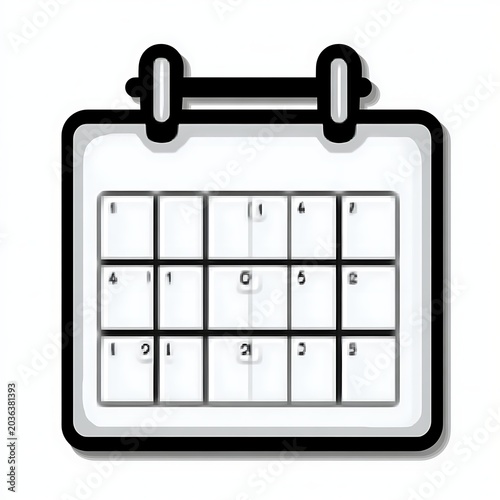 Simple calendar icon, showing dates in grid format