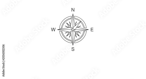 Photos Minimalist vintage compass rose icon with cardinal directions.