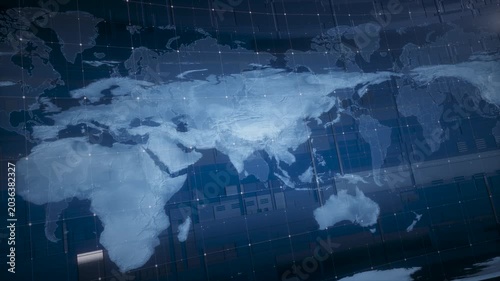 3d render Highly detailed revolving futuristic world map looped
