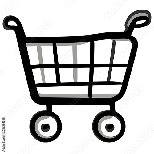 Simple sketch of an empty shopping cart on wheels