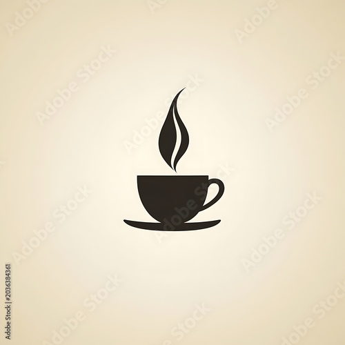 Simple silhouette of a hot beverage in a cup and saucer