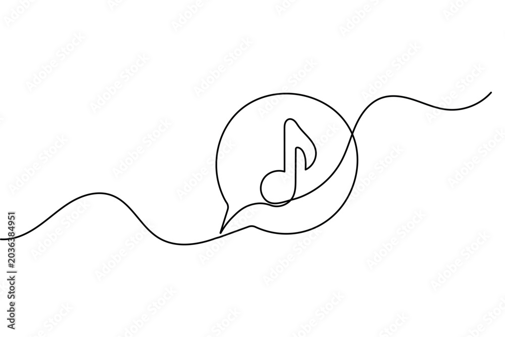 Obraz premium notes continuous one line art vector design of an eighth note