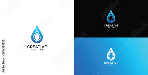 Foto Clean water drop logo design with wavy accent and creative tagline space