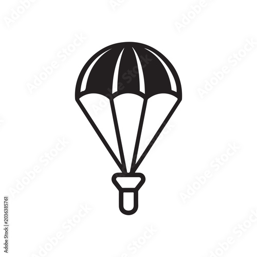 Photography Parachute vector icon with canopy and payload for skydiving air drop and deliver