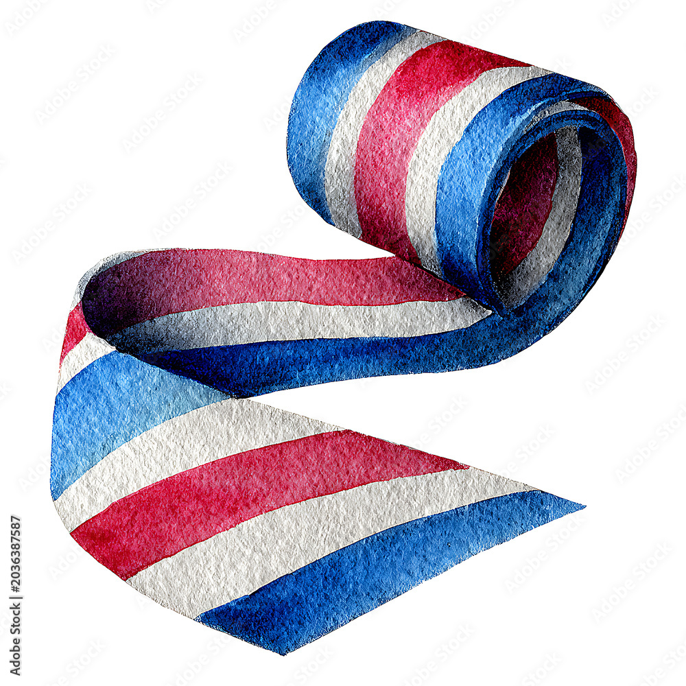 Fototapeta premium colorful red, blue, white ribbons on white background. USA Independence day