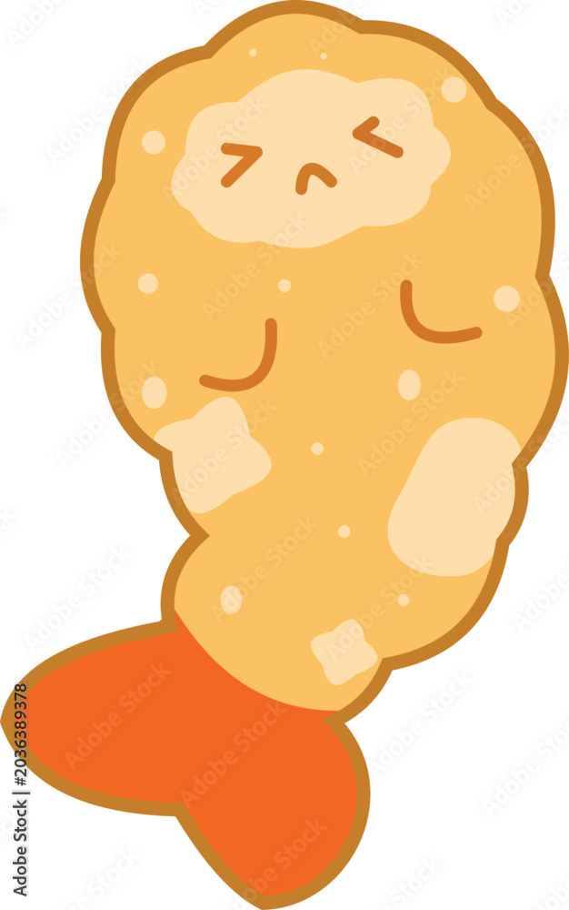 Fototapeta premium Cute Tempura Shrimp Vector Illustration