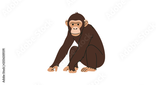 Cuadro en lienzo Stylized chimpanzees peeking from the lower margins