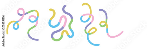 Fotografi Set of abstract playful line shapes